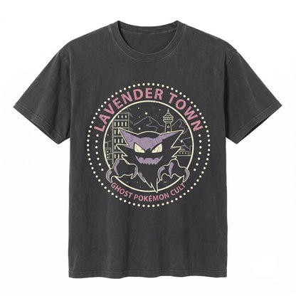 Gengar Lavender Town Haunter Retro Anime Pastel Goth Ghost Type Streetwear Graphic Unisex TShirt