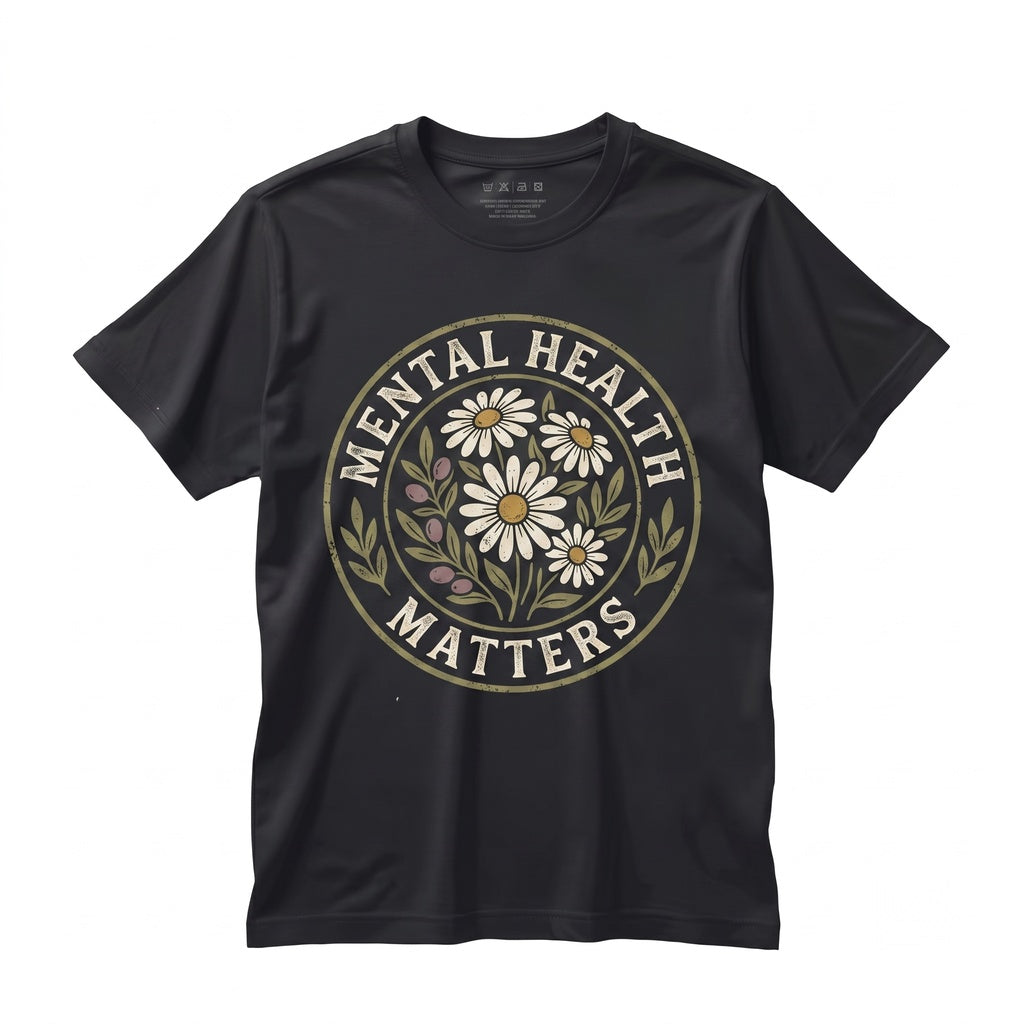 Mental Health Matters Floral Awareness Therapist ADHD Autism Neurodiversity Graphic Top Unisex TShirt