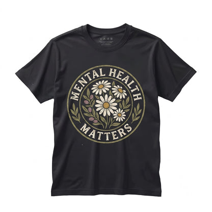 Mental Health Matters Floral Awareness Therapist ADHD Autism Neurodiversity Graphic Top Unisex TShirt