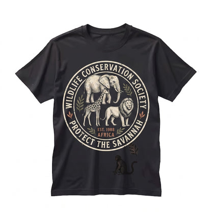 Vintage Safari Wildlife Graphic Elephant Giraffe Zebra Africa Nature Lover Art Gift Unisex TShirt