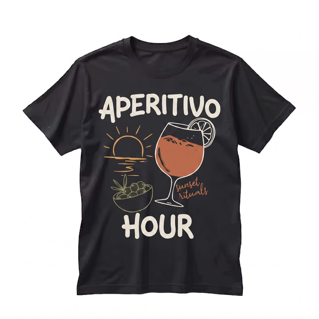 Aperitivo Hour Graphic Italian Orange Spritz Cocktail Vintage Unisex TShirt