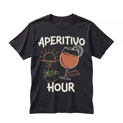 Aperitivo Hour Graphic Italian Orange Spritz Cocktail Vintage Unisex TShirt