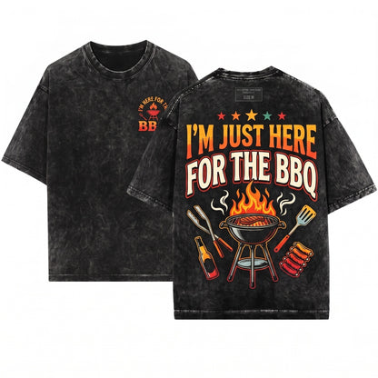 Im Just Here For The BBQ Funny Barbecue Grilling Smoker Cookout Lover Gift Unisex Wash T-Shirt