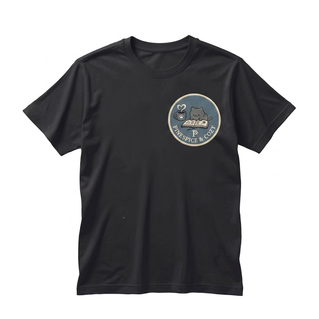 Reading Kitten Embroidered Book Lover Garment-Dyed Cotton Unisex TShirt