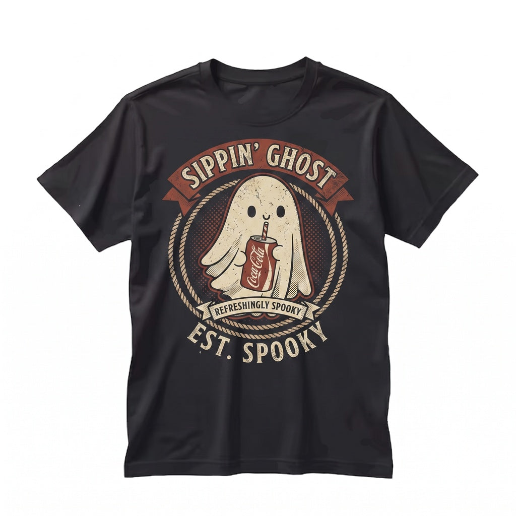 Sarcastic Ghost Cola Lover Saying Cute Spooky Soda Drinker Novelty Gift Graphic Top Unisex TShirt