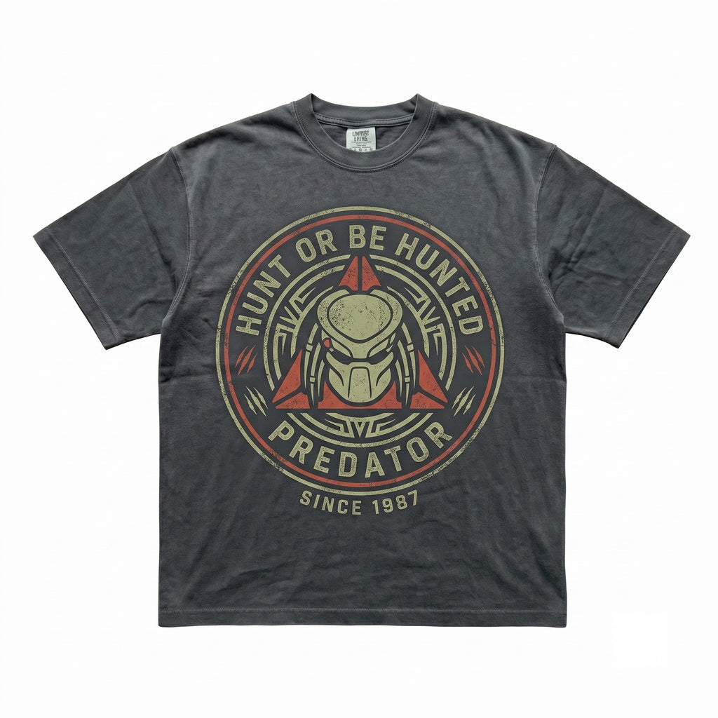 Vintage 1980s Retro Cult Classic Action Sci-Fi Alien Hunter Jungle Creature Graphic Print Unisex TShirt