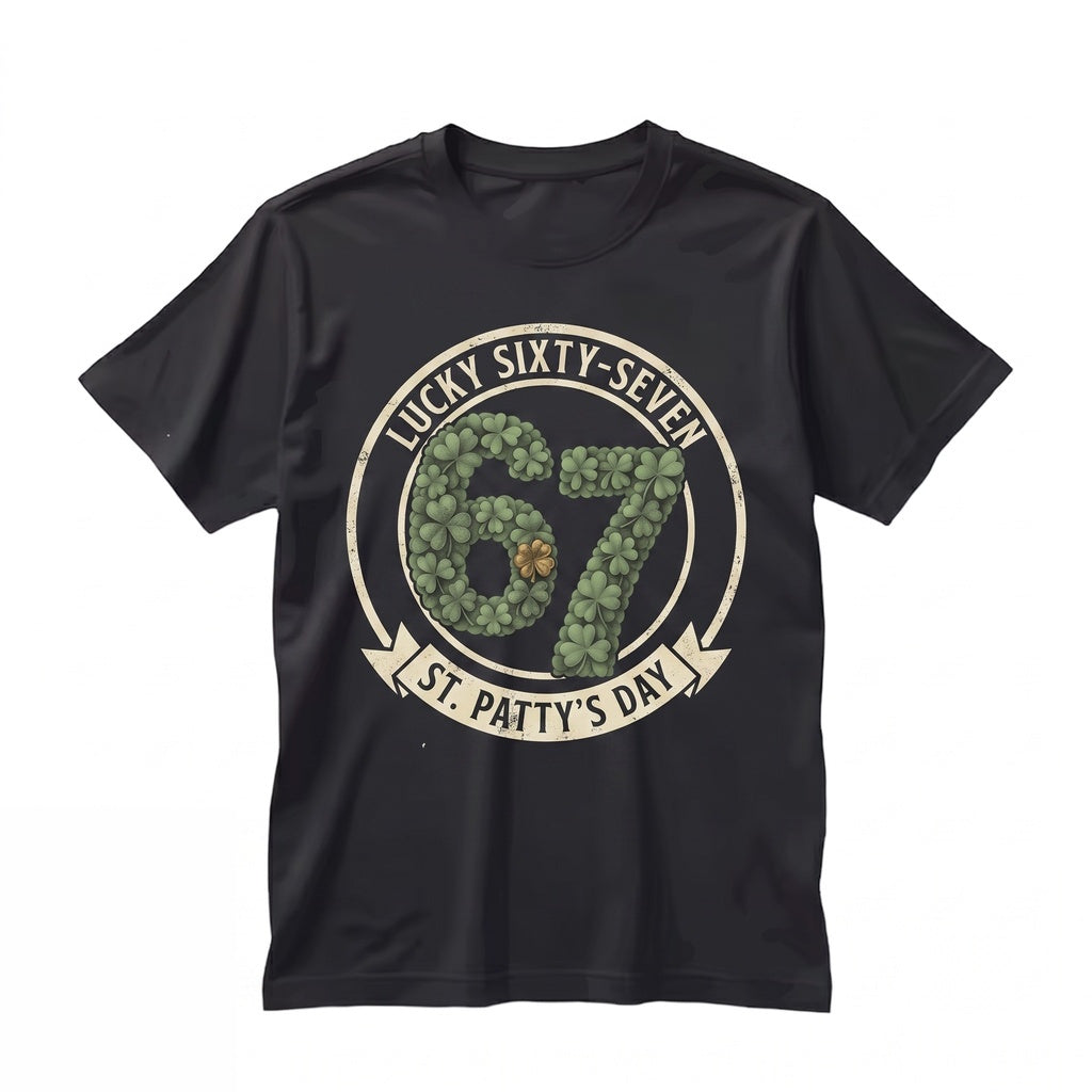 67 Shamrocks St. Patrick’s Day Funny Irish Lucky Clover Green Graphic Birthday Unisex TShirt