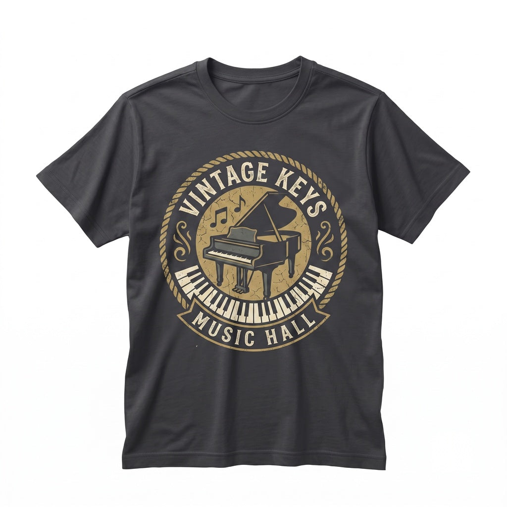 Elegant Grand Piano Classical Musician Gift, Faux Gold Print Treble Clef Music Lover Unisex TShirt