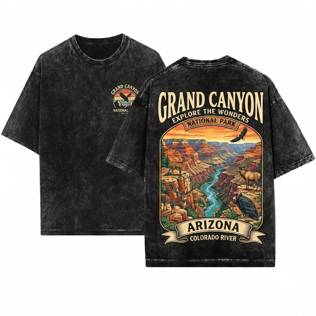 Vintage Grand Canyon Arizona National Park Retro Travel Landscape Adventure Gift Unisex Wash T-Shirt