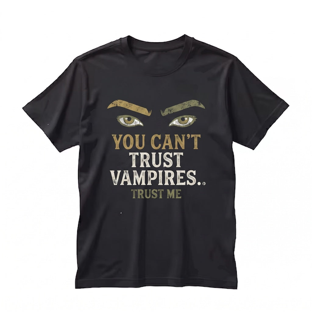 Embroidered You Can’t Trust Vampires Quote Gothic Halloween Novelty Unisex TShirt
