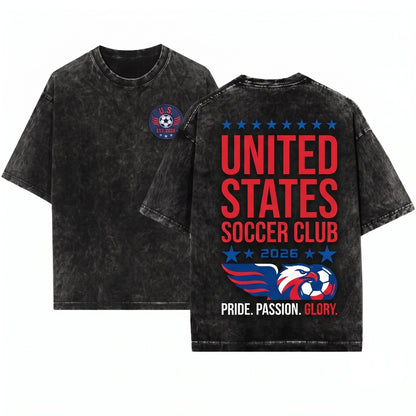 United States Soccer 2026 Team Crewneck Sweatshirt Back Print America Fan Apparel Unisex Wash T-Shirt