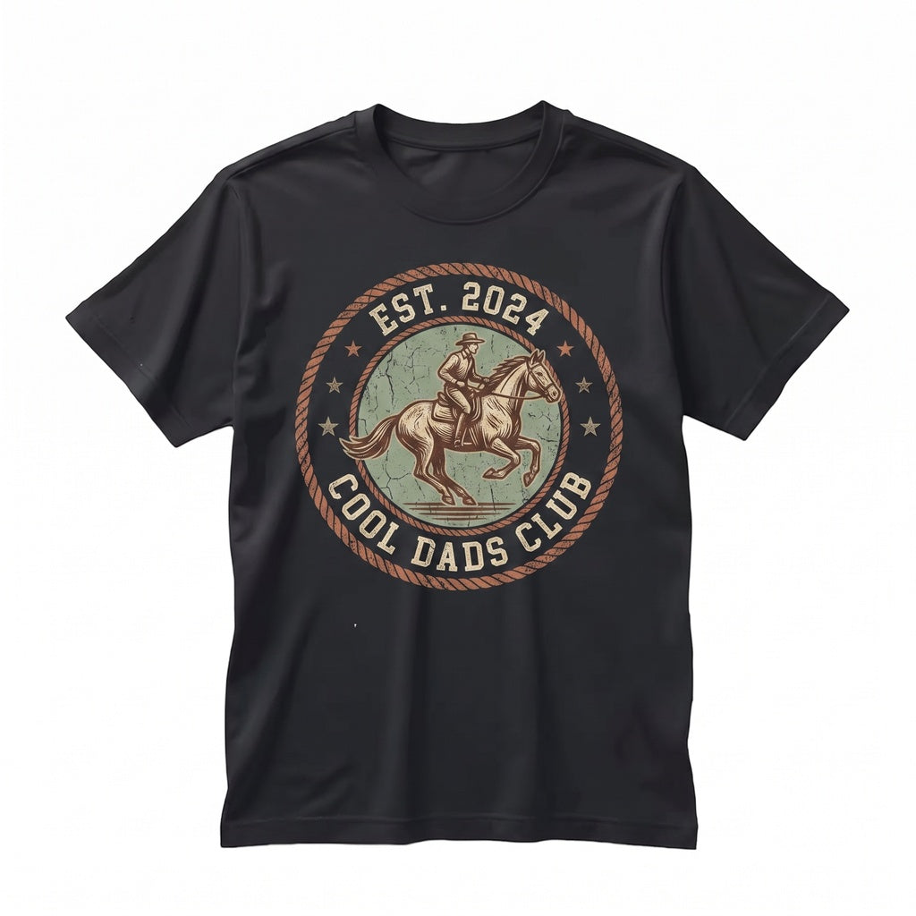 Cool Dads Club Cowboy Western Graphic Top, Funny Husband Wild West Daddy Father’s Day Gift Him Unisex TShirt