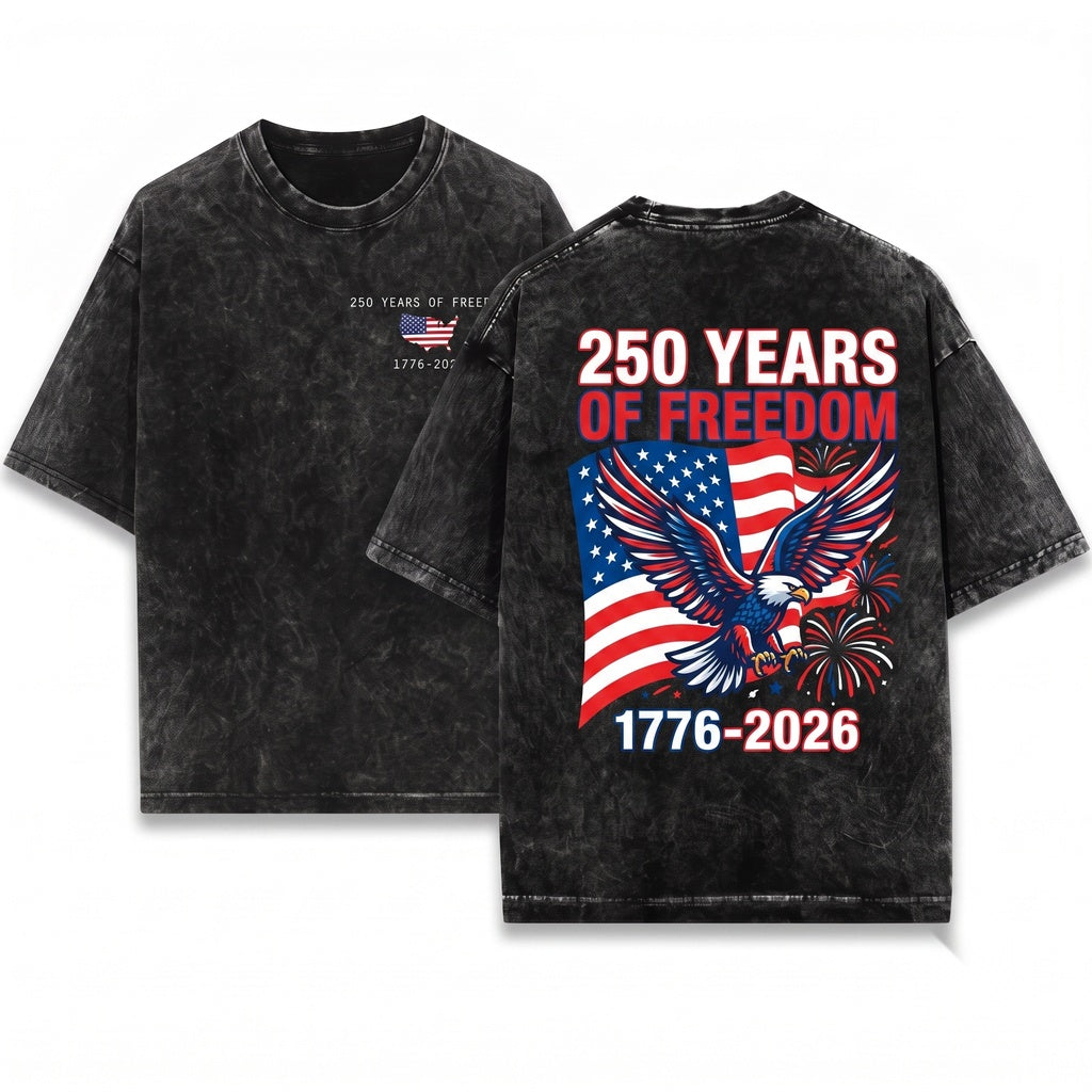 250th Anniversary 1776-2026 America Patriotic Freedom Fourth July Flag Unisex Wash T-Shirt