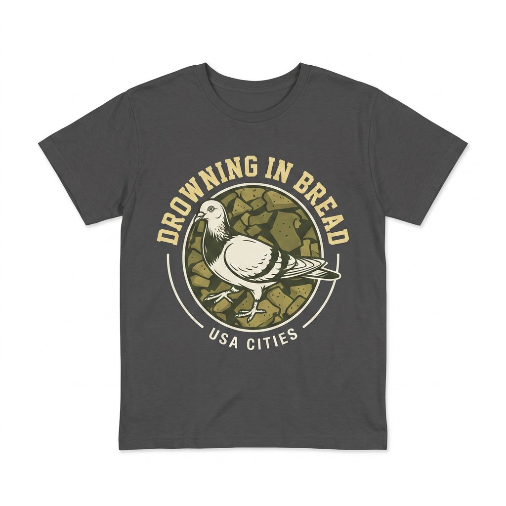 Funny Pigeon Drowning in Bread Vintage Japanese Aesthetic Graphic Unisex TShirt