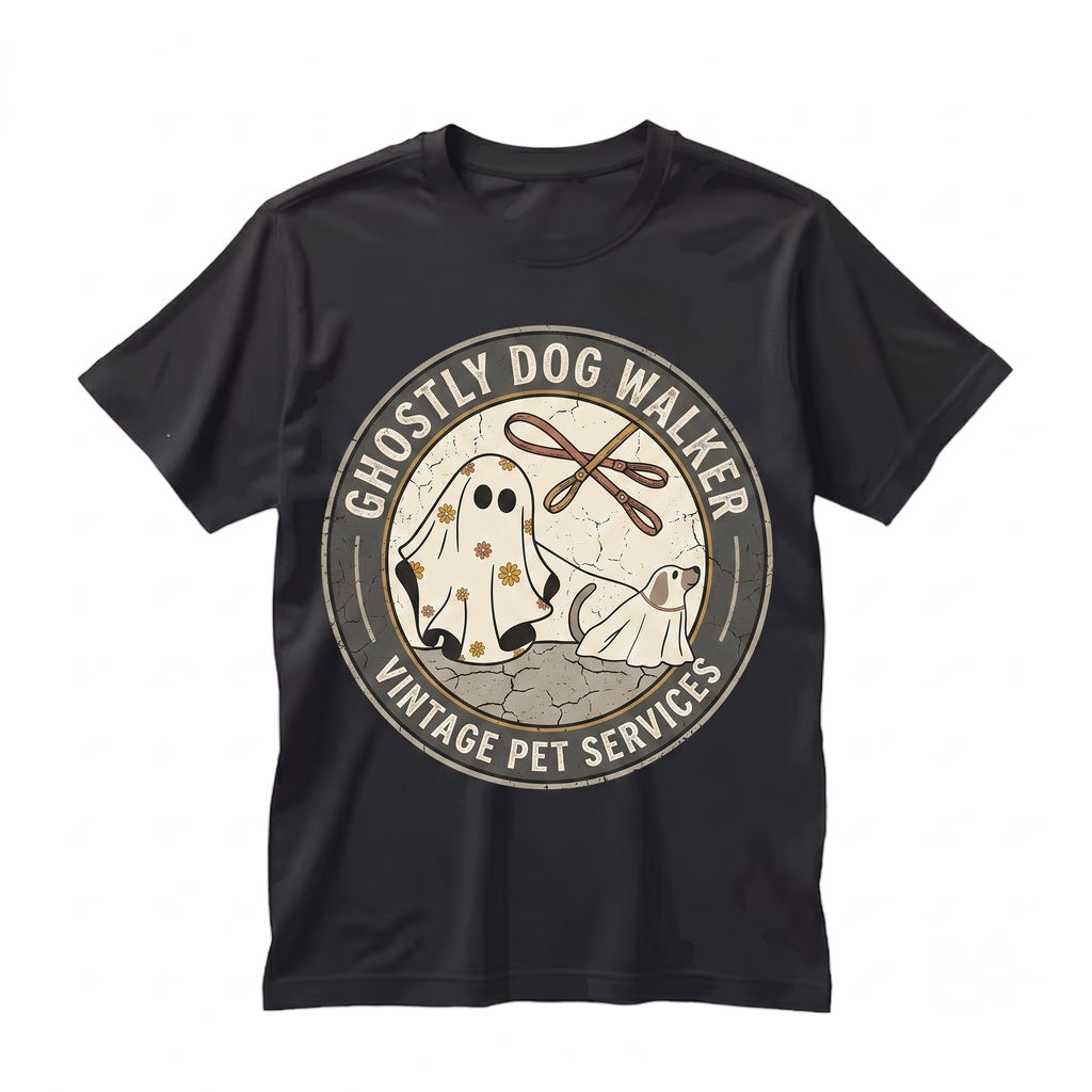 Ghost Walking Dog Halloween Lovers Gift Graphic Fall Apparel Unisex TShirt