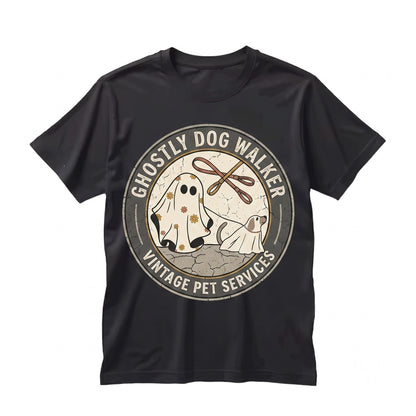 Ghost Walking Dog Halloween Lovers Gift Graphic Fall Apparel Unisex TShirt