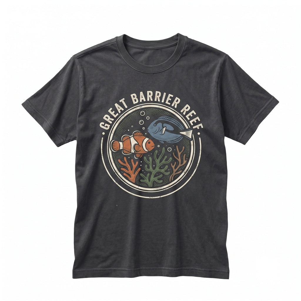 Embroidered Coral Reef Clown Fish Ocean Animals Summer Beach Surf Bum Unisex TShirt