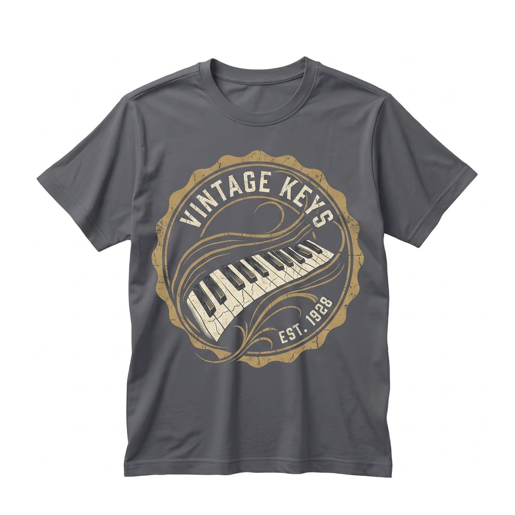 Piano Keyboard Faux Gold Print Classical Music Apparel Unisex TShirt