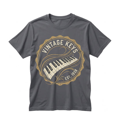Piano Keyboard Faux Gold Print Classical Music Apparel Unisex TShirt