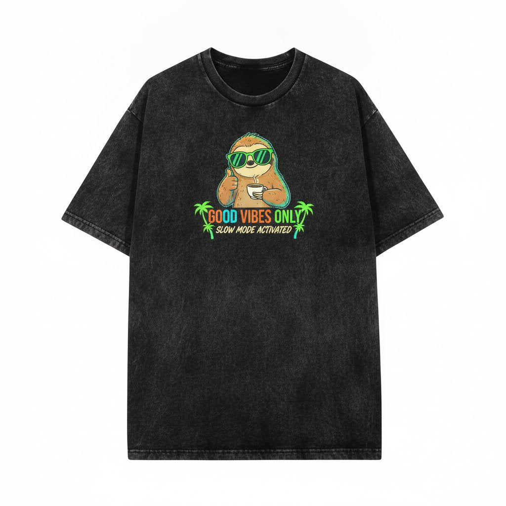 Three-Toed Sloth Vintage Wildlife Graphic Nature Lover Gift Cute Animal Tropical Forest Art Slow Living Unisex Wash T-Shirt
