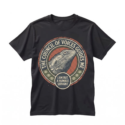 The Council of Voices Guides Me Bearded Dragon Funny Lizard Reptile Pet Graphic Apparel Unisex TShirt