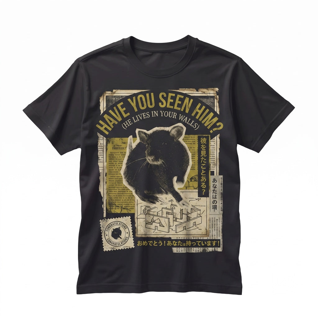 Have You Seen Him Missing Rat Poster Graphic Funny Vintage Cotton Unisex TShirt