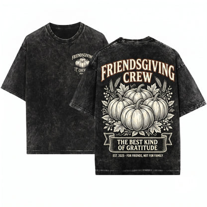 Friendsgiving 2025 Matching Thanksgiving Crew Group Graphic Unisex Wash T-Shirt