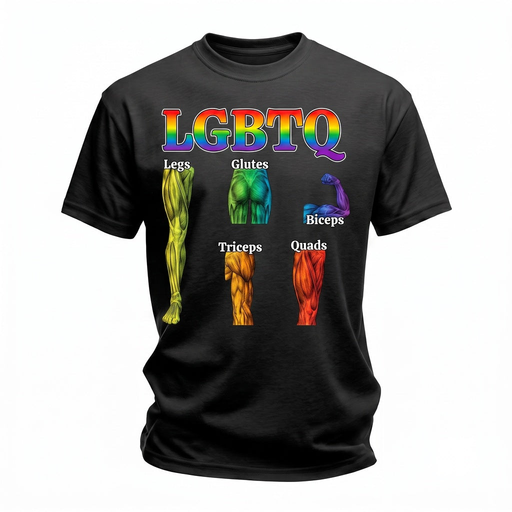 LGBTQ Gym Acronym Funny Fitness Muscle Anatomy Humor Workout Graphic Unisex TShirt