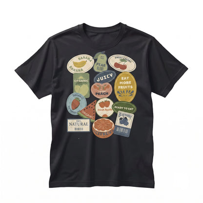 Cute Preppy Fruit Stickers Graphic Vintage Summer Apparel Short Sleeve Unisex TShirt