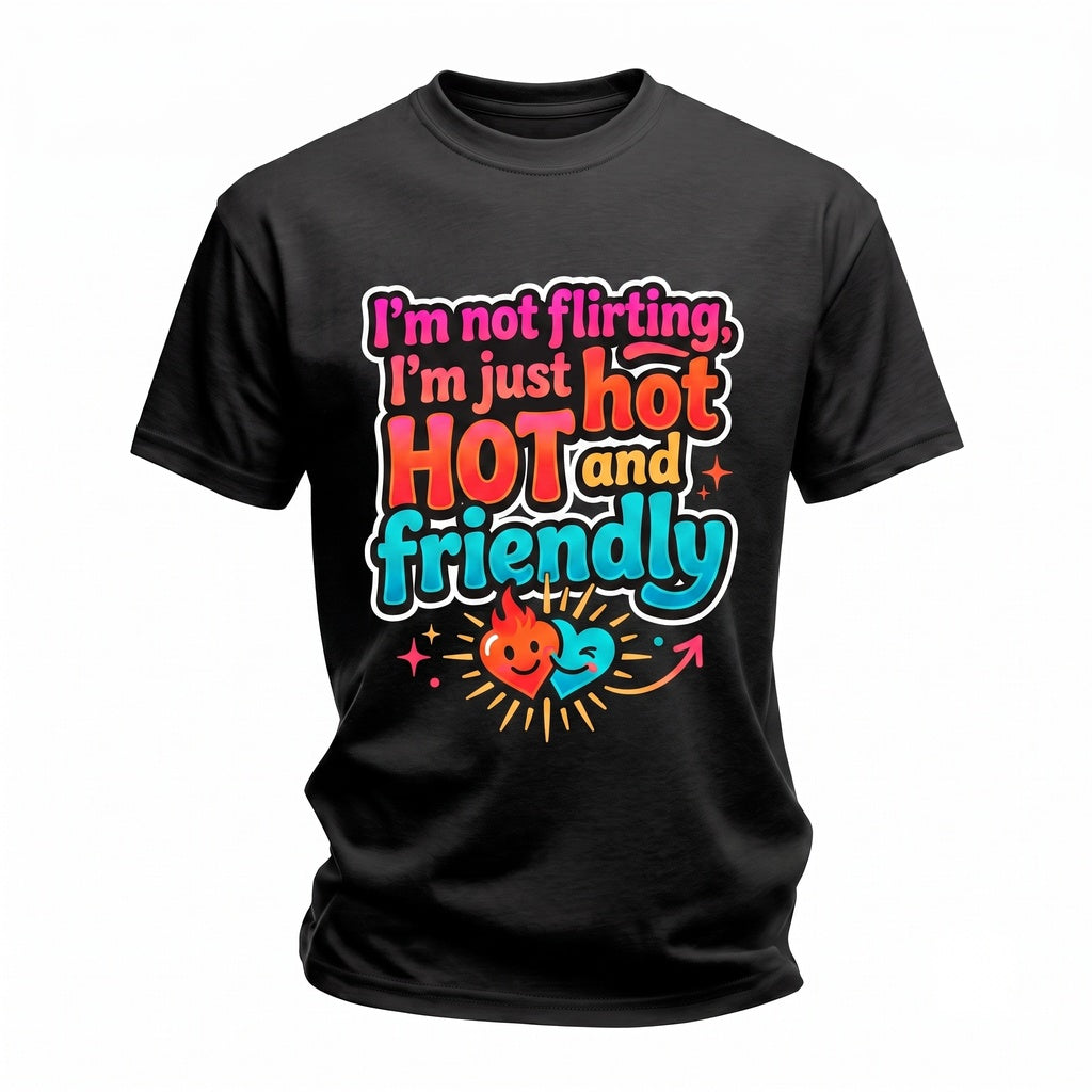 I’m Not Flirting I’m Just Hot And Friendly Funny Sassy Introvert Humor Viral Girl Summer Quote Apparel Unisex TShirt