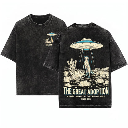 Vintage UFO Alien Abduction Sci Fi Desert Funny Puppy Pet Gift Unisex Wash T-Shirt