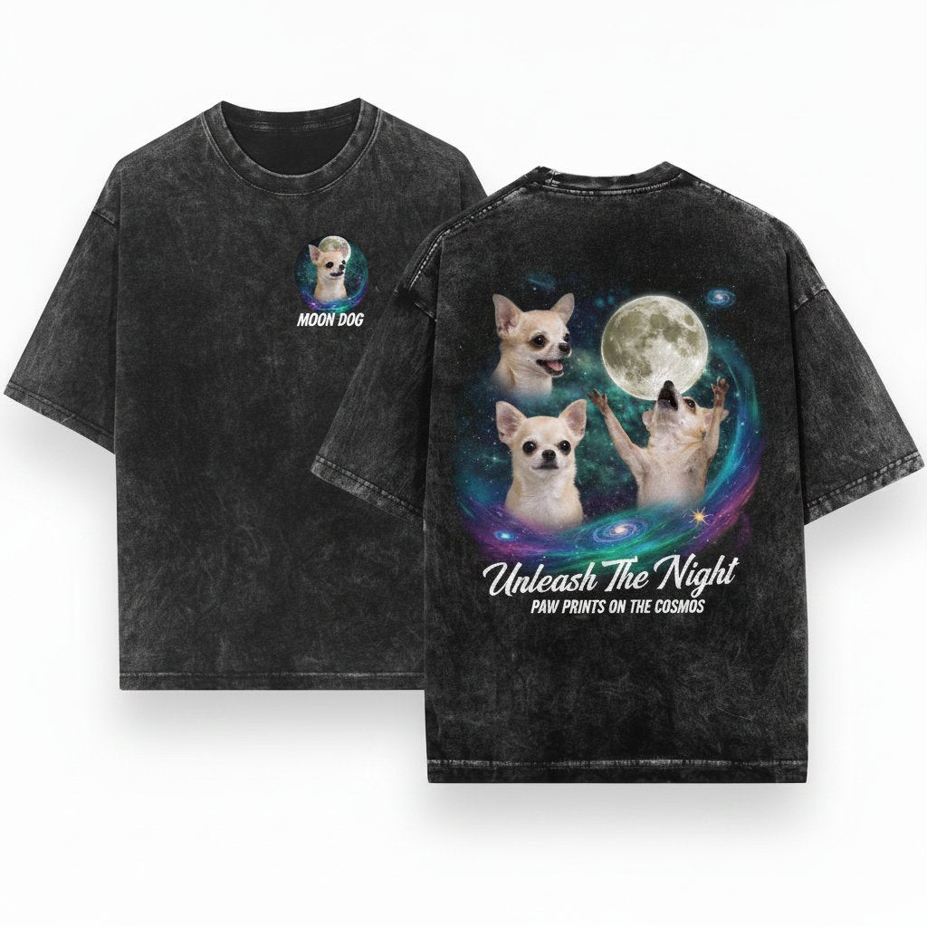 Chihuahuas Howling to The Moon Vintage 90s Retro Animal Graphic Mom Gift Full Silly Dog Unisex Wash T-Shirt