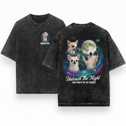 Chihuahuas Howling to The Moon Vintage 90s Retro Animal Graphic Mom Gift Full Silly Dog Unisex Wash T-Shirt