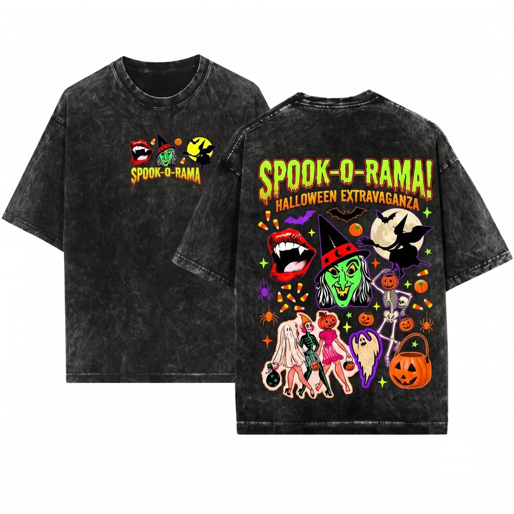 Retro Spooky Season Ghost Trick or Treat Vintage Halloween Unisex Wash T-Shirt