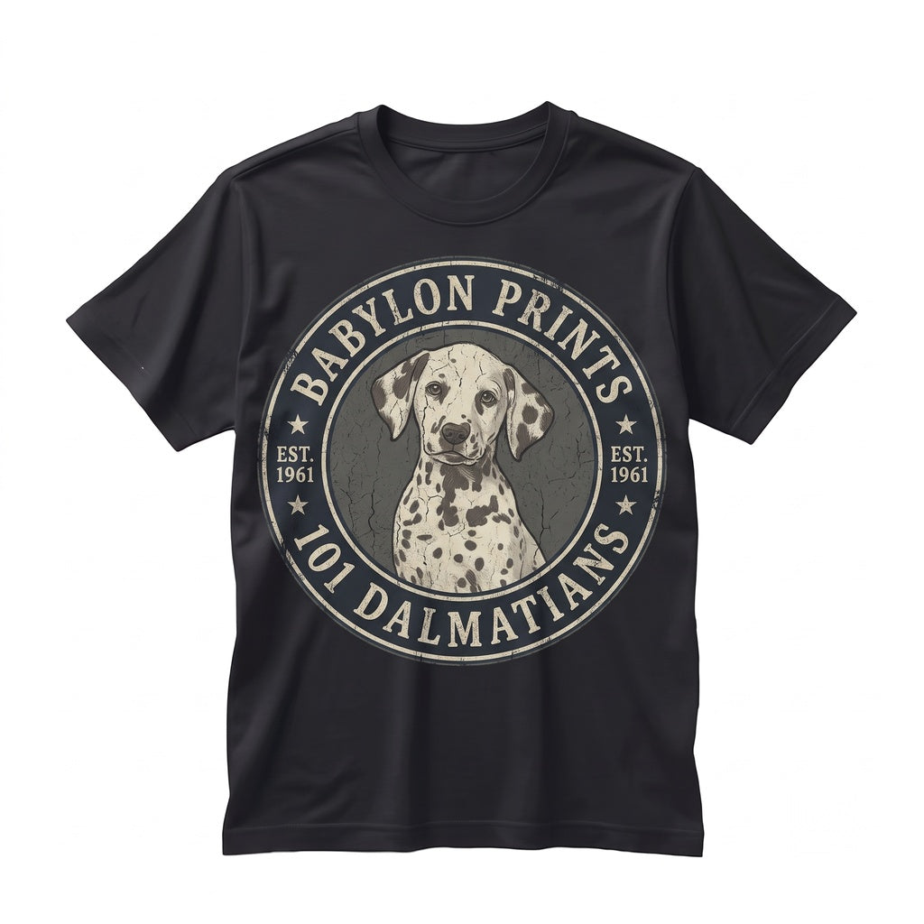 Oversized Spotted Puppy Graphic Dog Breed Character Novelty Apparel Unisex TShirt
