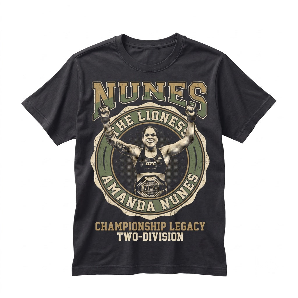 Amanda Nunes Mixed Martial Arts Champion Graphic Apparel, Combat Sports Fighter Graphite Top Unisex TShirt