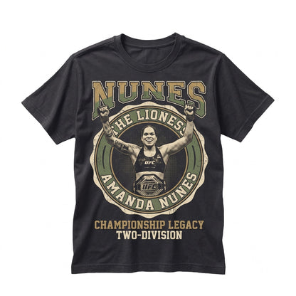 Amanda Nunes Mixed Martial Arts Champion Graphic Apparel, Combat Sports Fighter Graphite Top Unisex TShirt