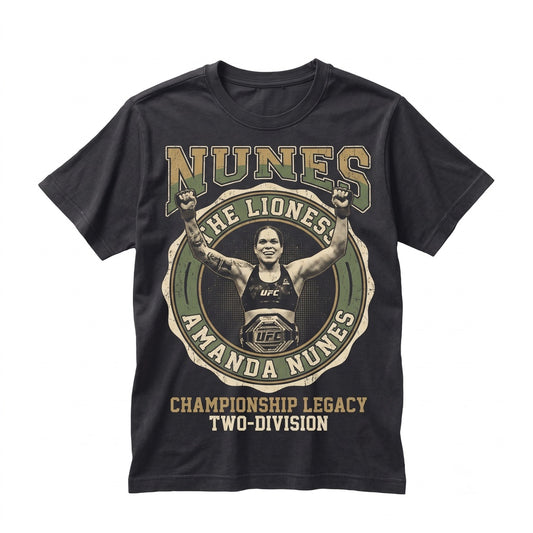 Amanda Nunes Mixed Martial Arts Champion Graphic Apparel, Combat Sports Fighter Graphite Top Unisex TShirt