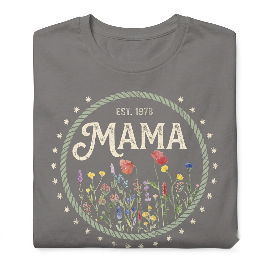 Personalized Floral Jute Tote Bag Custom Name Burlap Handbag Present for Mom Her Unisex TShirt