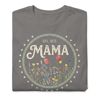 Personalized Floral Jute Tote Bag Custom Name Burlap Handbag Present for Mom Her Unisex TShirt