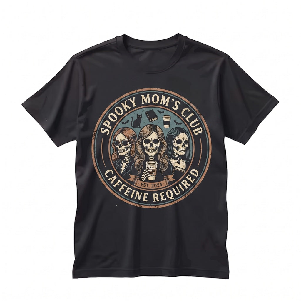 Spooky Mom Caffeine Required Halloween Mother Fall Coffee Lover Graphic Apparel Unisex TShirt