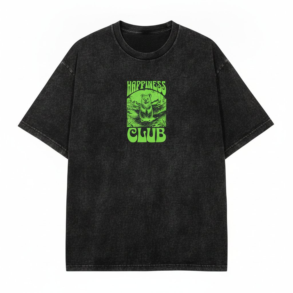 Quokka Happiness Club Vintage Cute Animal Lover Gift Unisex Wash T-Shirt