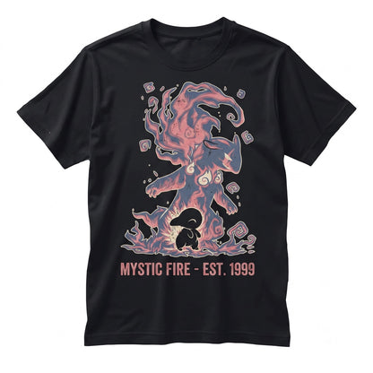 Vintage Ghostly Fire Typhlosion Cyndaquil Japanese Anime Graphic Video Game Fan Gift Unisex TShirt