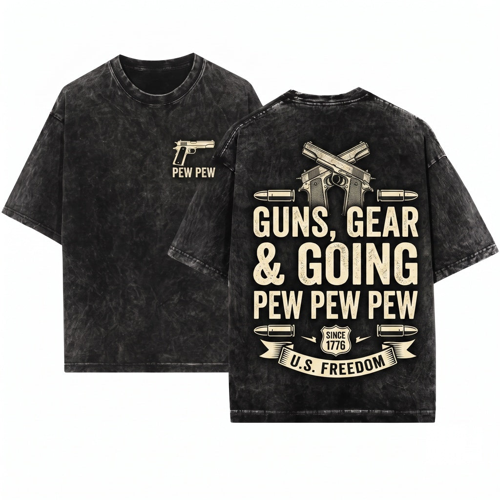 I Like Things That Go Pew Pew Gun Enthusiast Shooting Range Firearm Tactical Gift Unisex Wash T-Shirt