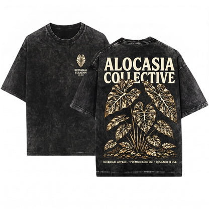 Vintage Elephant Ear Plant Tropical Botanical Leaf Graphic Nature Lover Garden Gift Unisex Wash T-Shirt