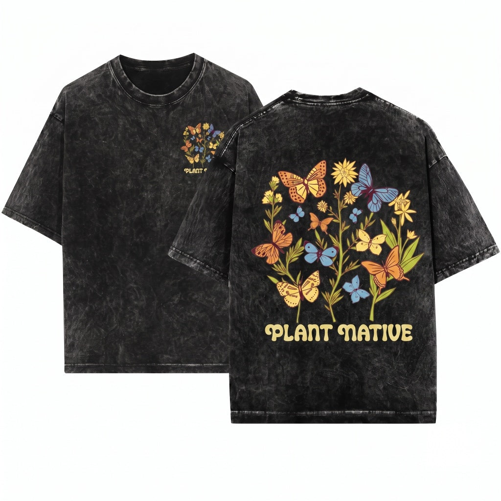 Eco-Conscious Gardener Gift Plant Native Butterfly Unisex Wash T-Shirt