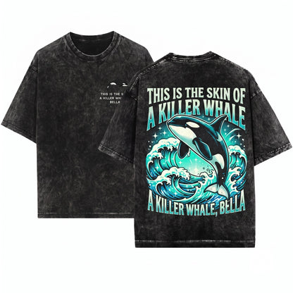 This Is the Skin of a Killer Whale Bella Embroidered Funny Twilight Parody Graphic Unisex Wash T-Shirt