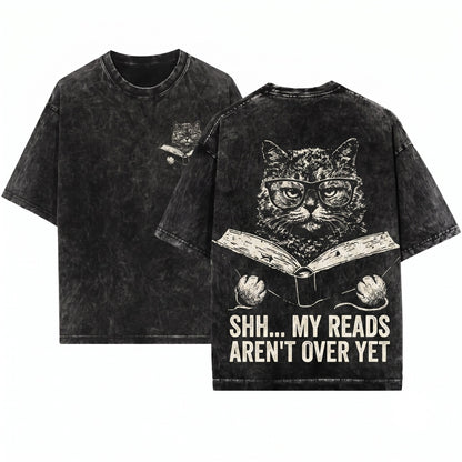 Selkirk Rex Cat Book Lover Reading Mom Dad Bookworm Unisex Wash T-Shirt