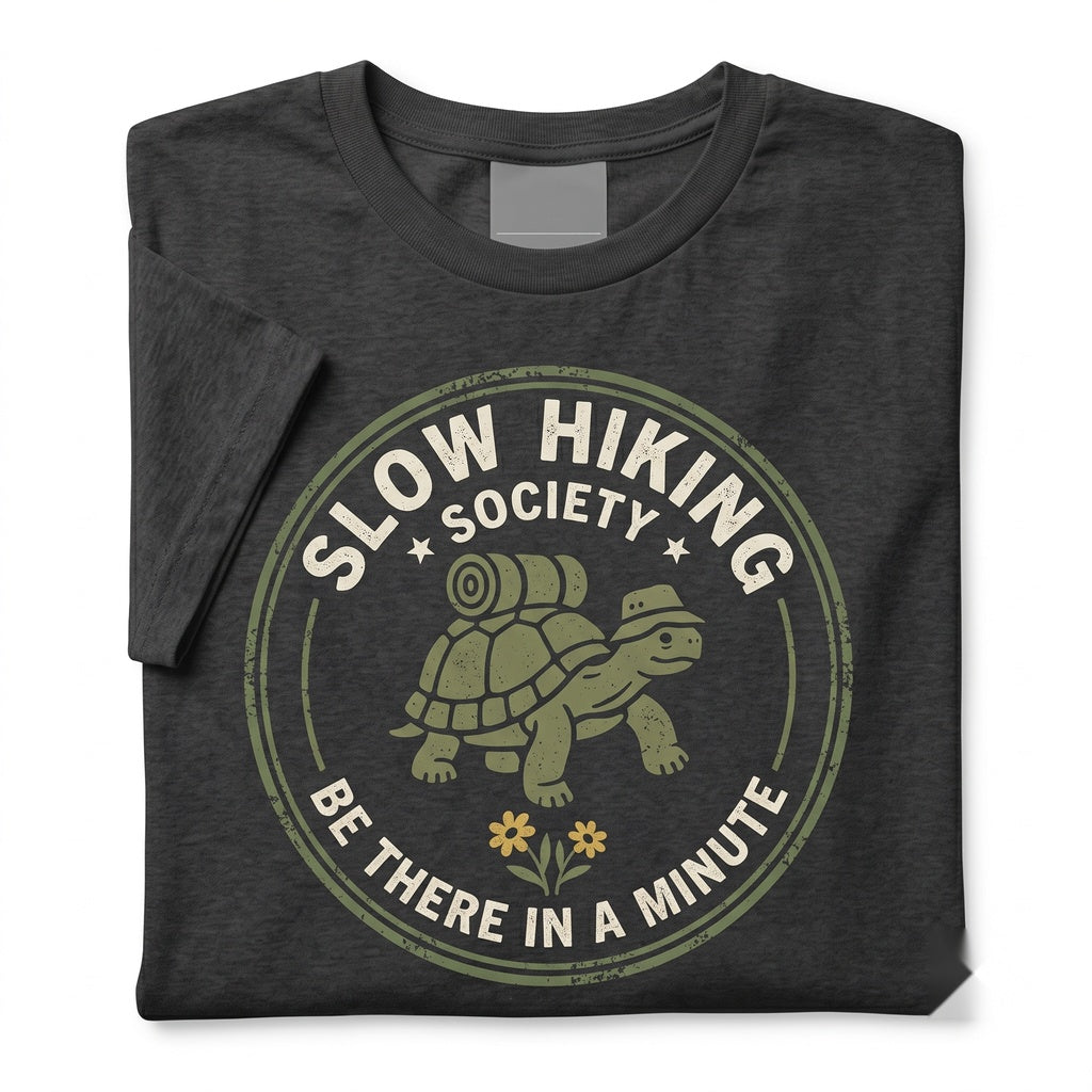 Slow Hiking Society Backpack Turtle Graphic Retro Nature Lover Outdoor Gift Unisex TShirt
