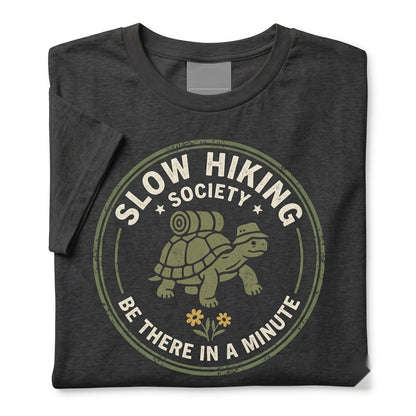 Slow Hiking Society Backpack Turtle Graphic Retro Nature Lover Outdoor Gift Unisex TShirt